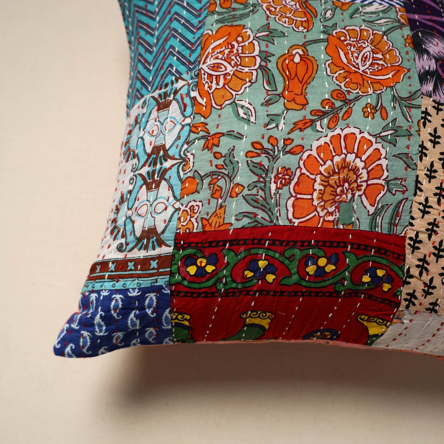 Tagai patchwork cushion cover (16 x 16 in) 91 - handcrafted