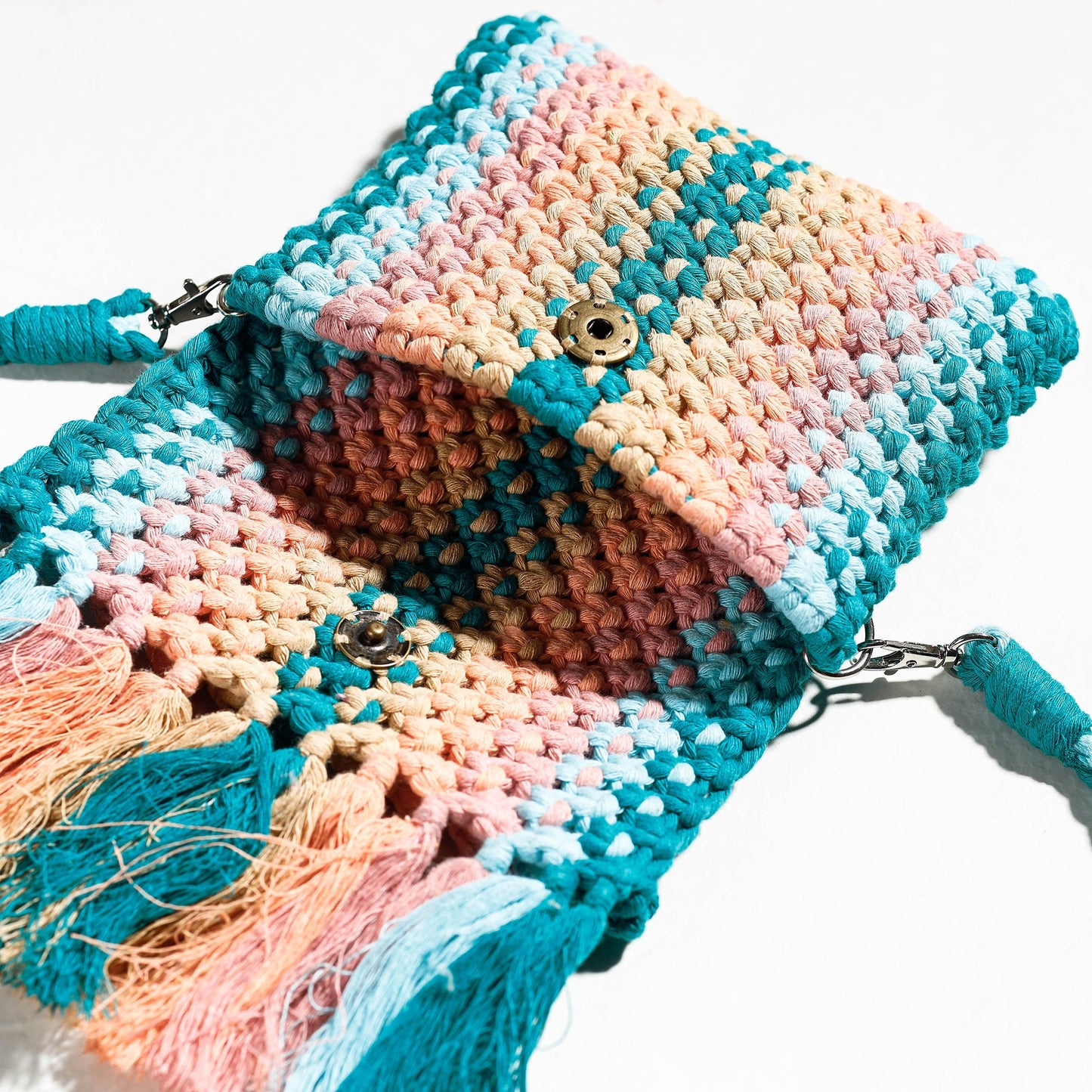 Multicolor Thread Work Handcrafted Macrame Sling Bag