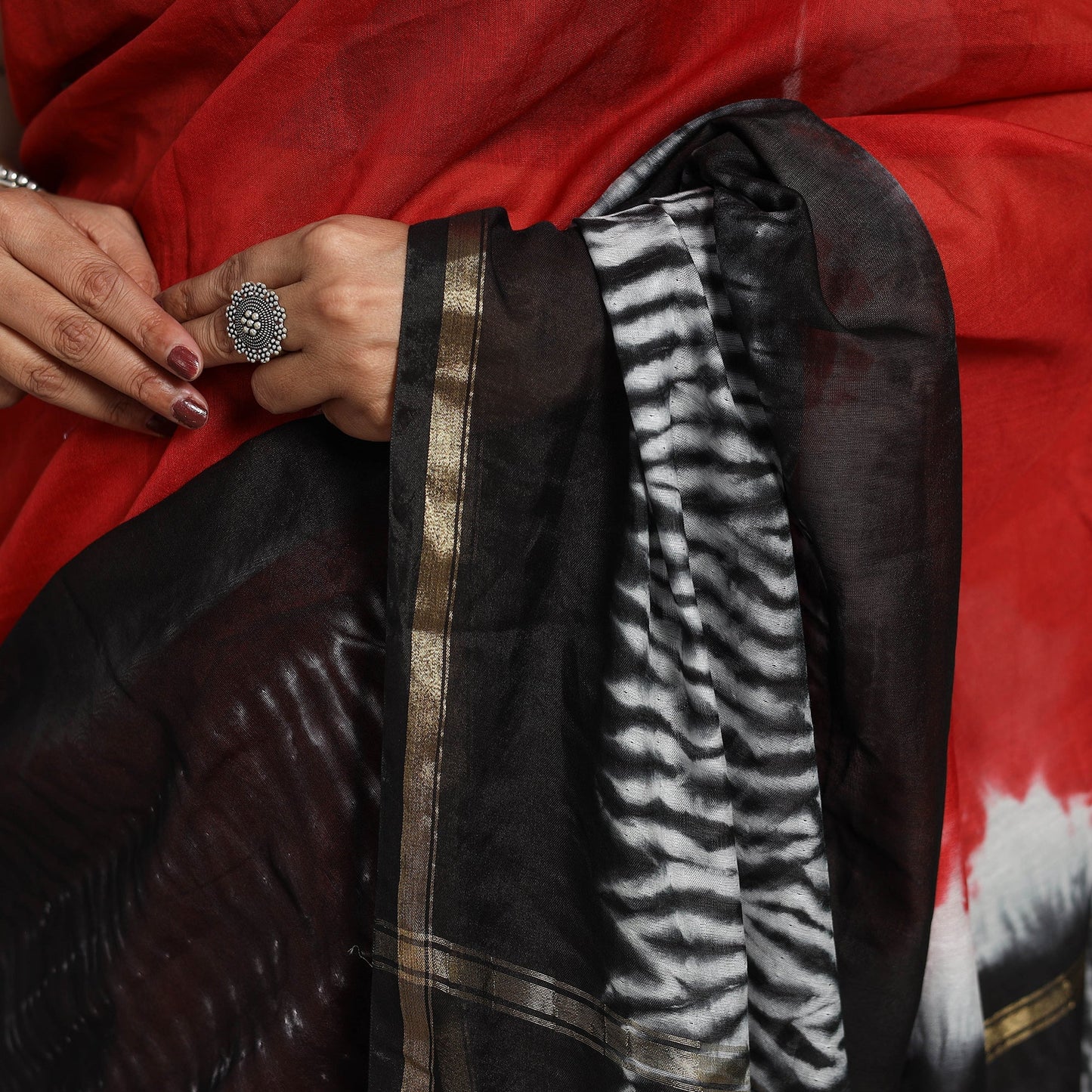 Multicolor Elegant Tie & Dye Shibori Silk Saree