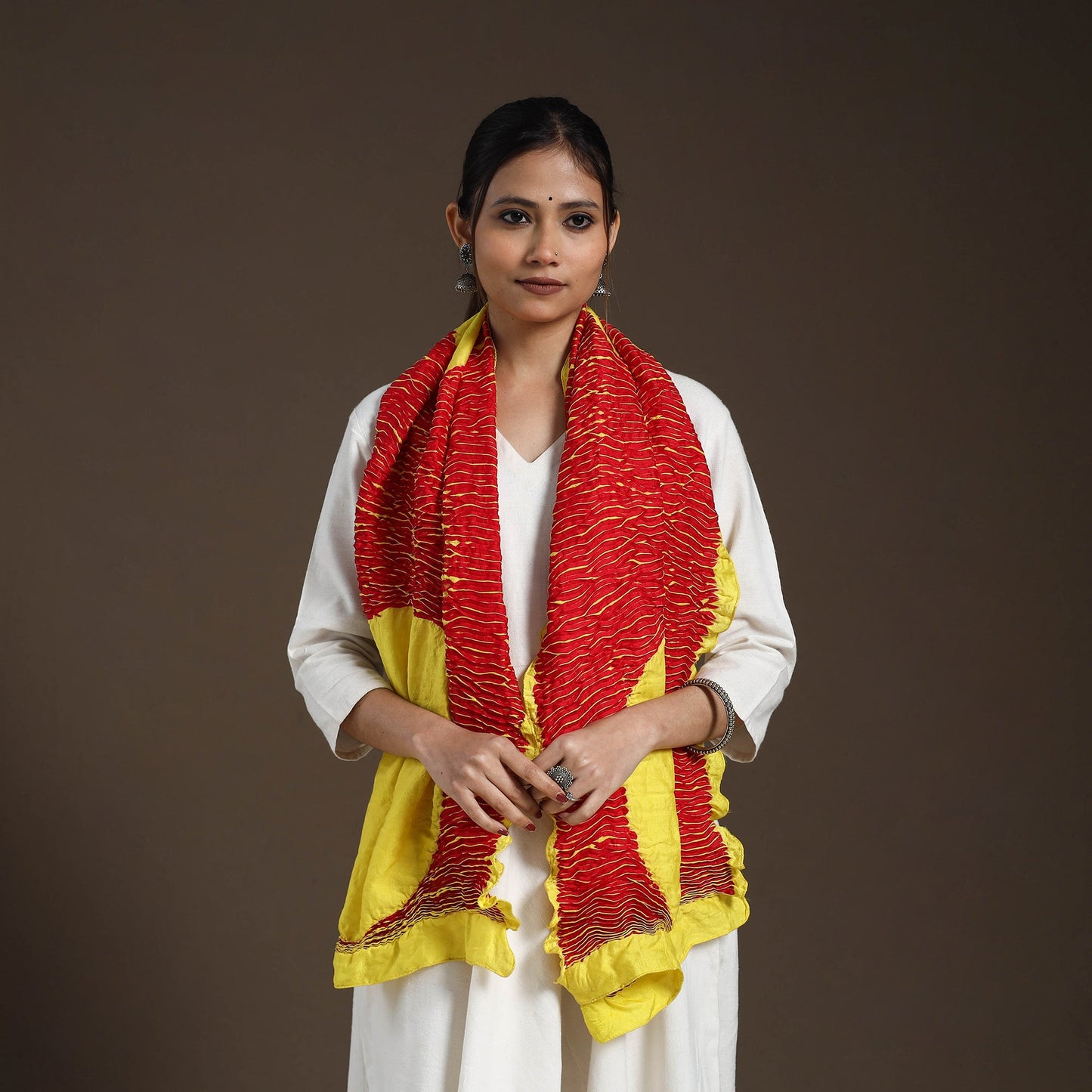 Buy multicolor Tie & Dye Gajji Silk Shibori Stole