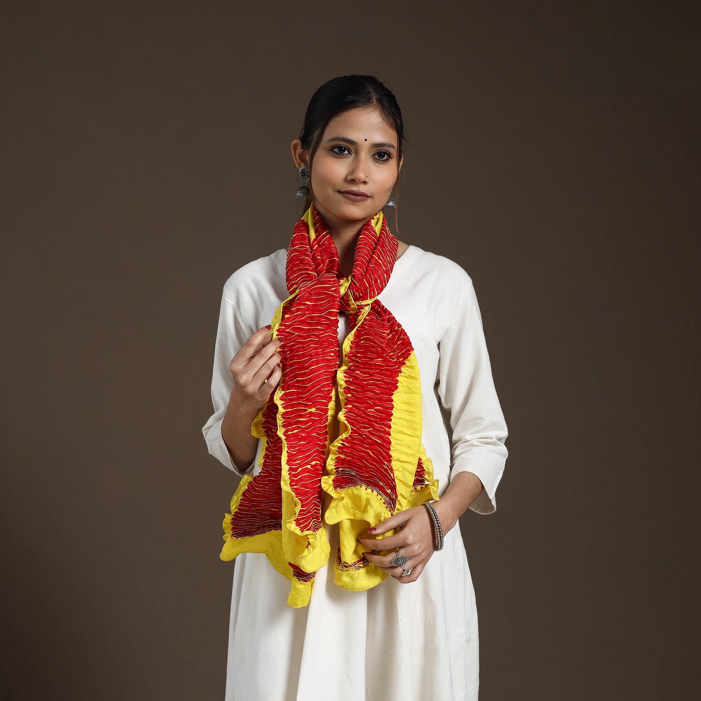 Buy multicolor Tie & Dye Gajji Silk Shibori Stole