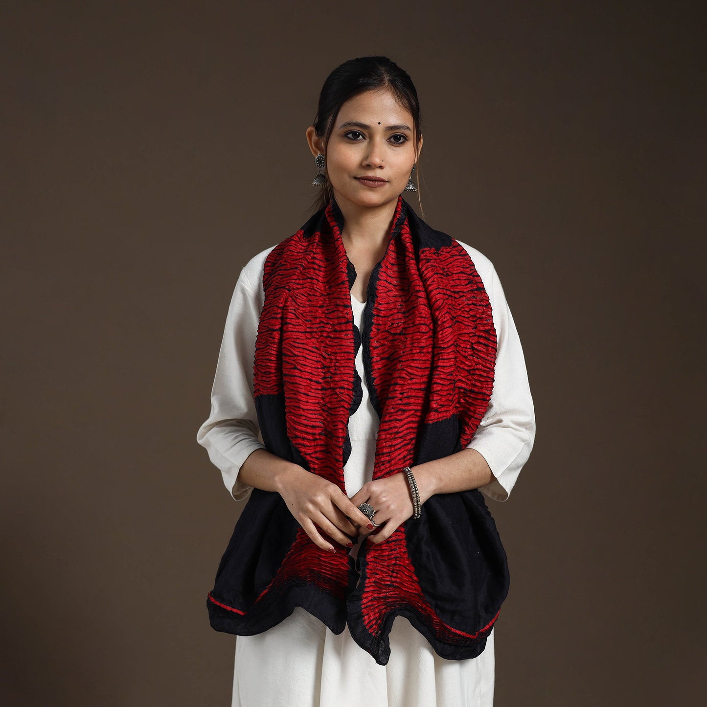 Multicolor Tie & Dye Gajji Silk Shibori Stole