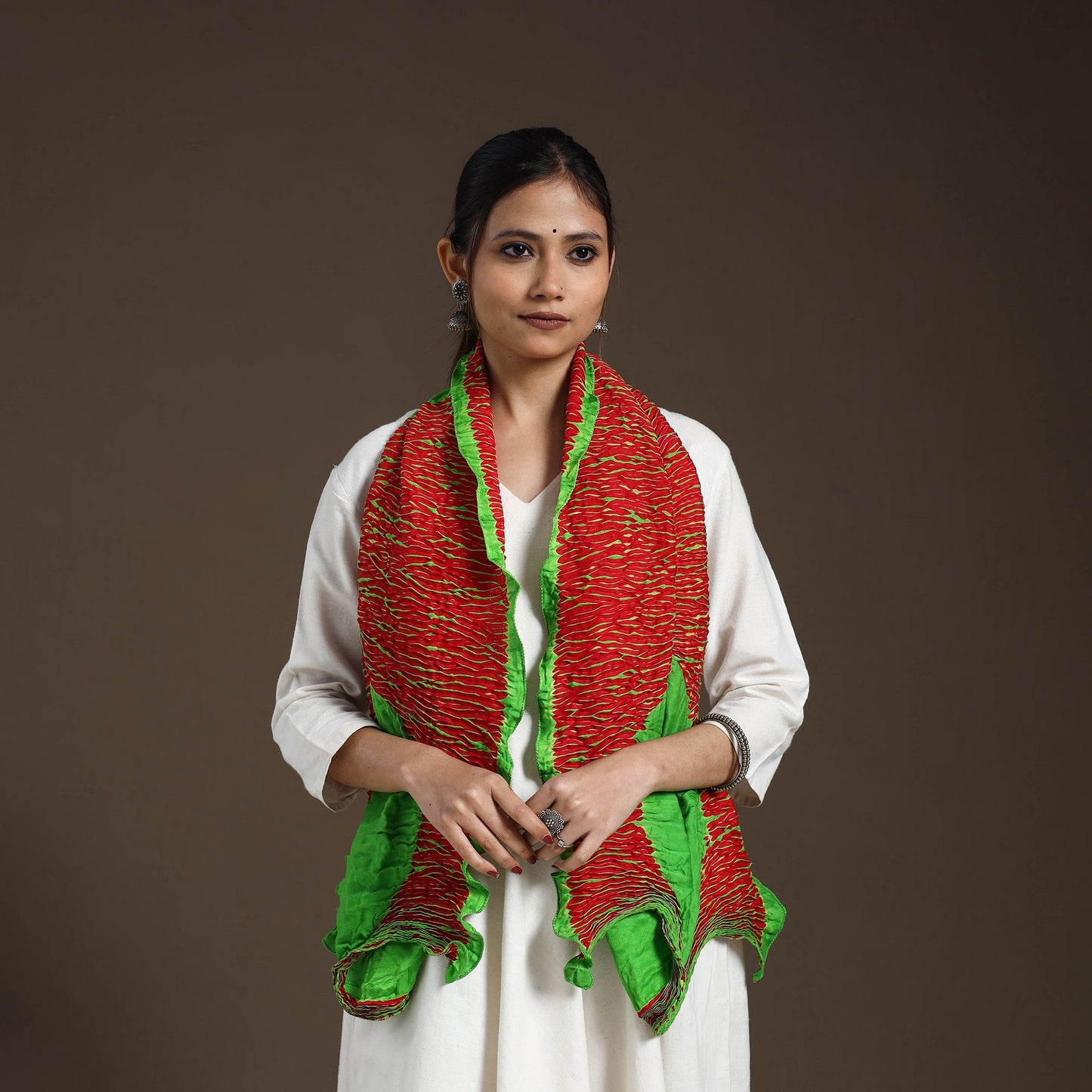Multicolor Tie & Dye Gajji Silk Shibori Stole