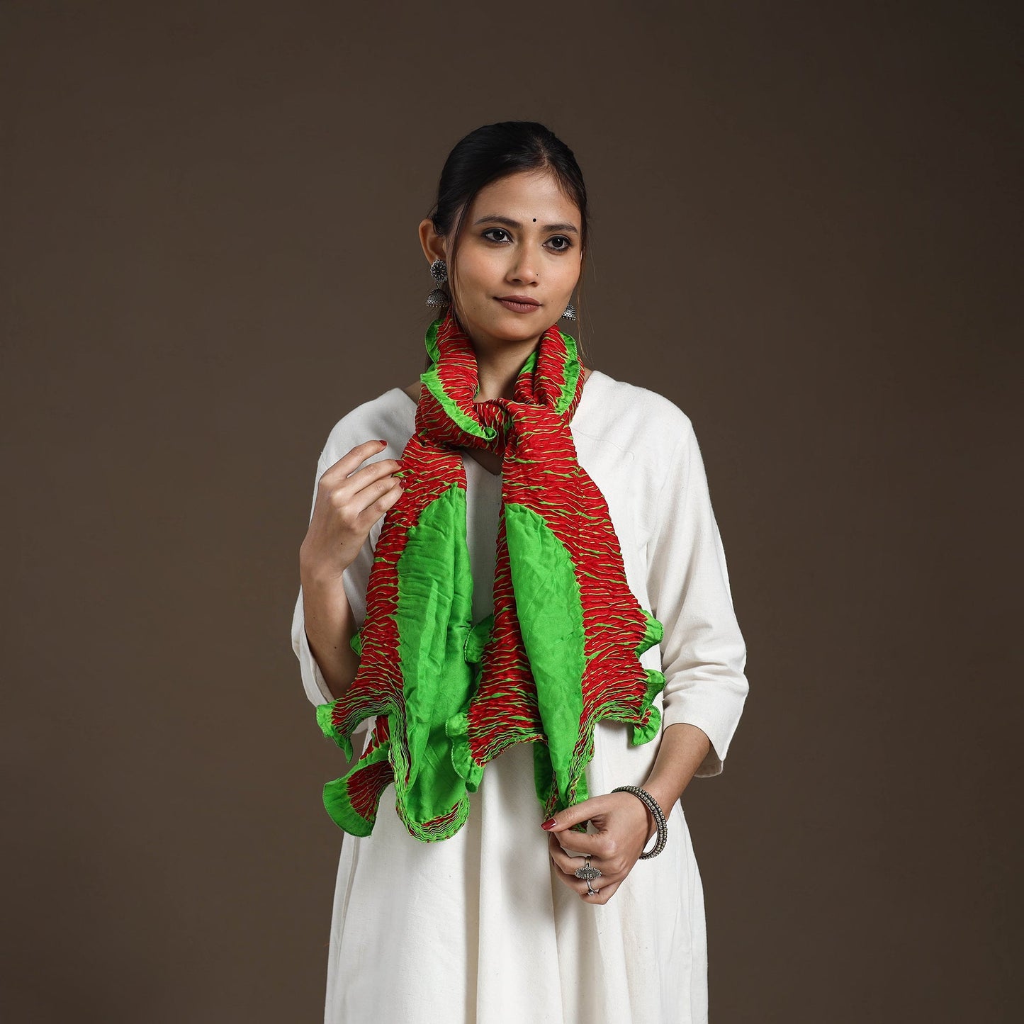 Multicolor Tie & Dye Gajji Silk Shibori Stole