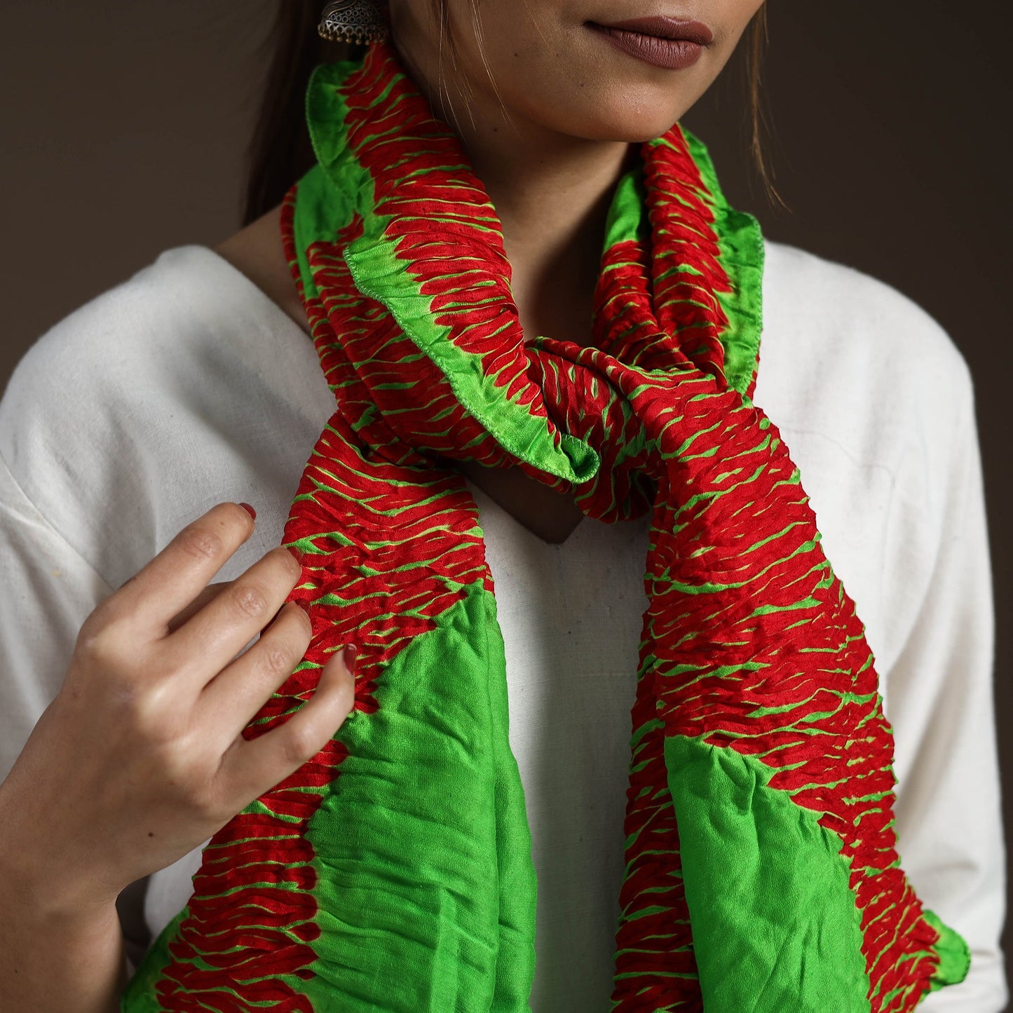 Multicolor Tie & Dye Gajji Silk Shibori Stole