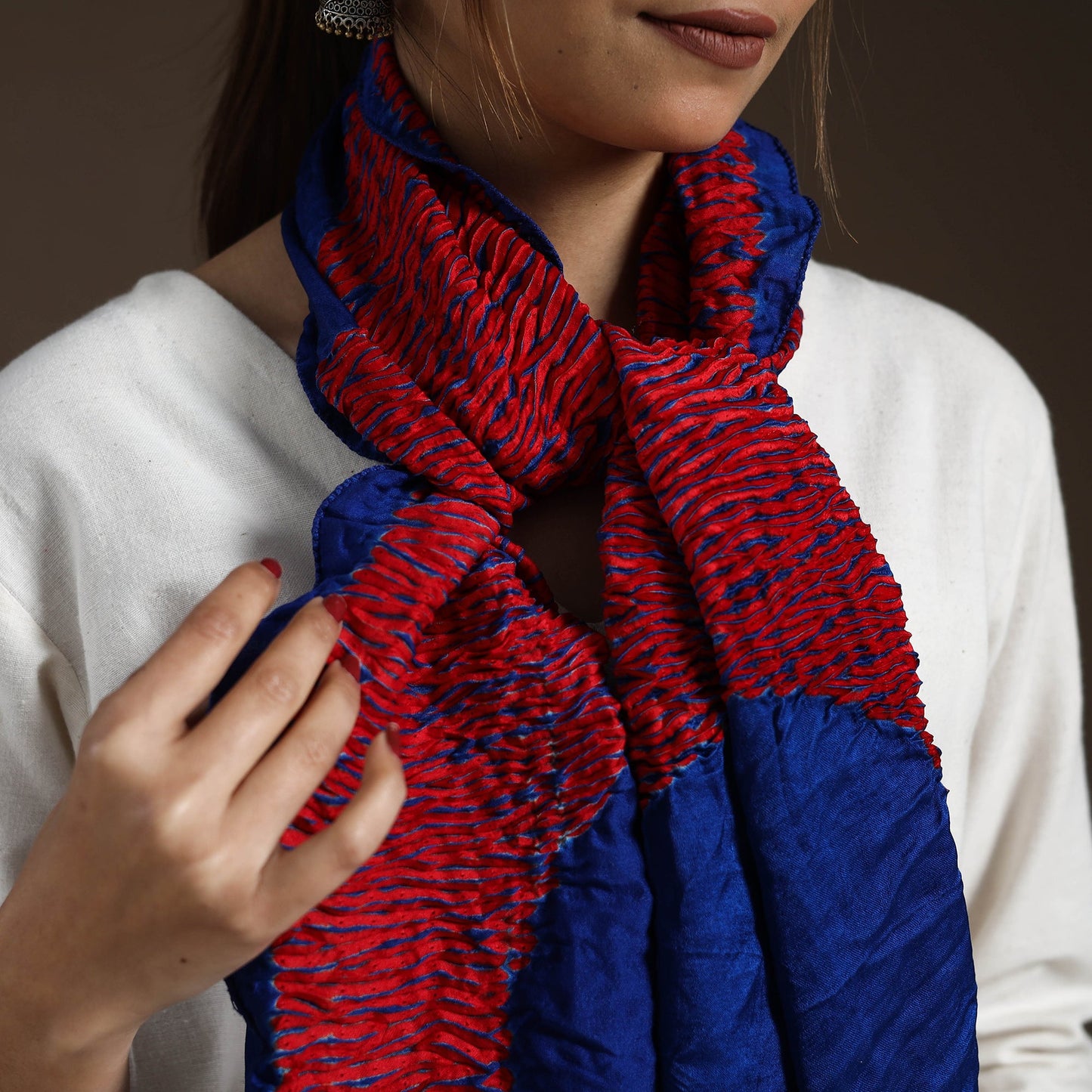 Multicolor Tie & Dye Gajji Silk Shibori Stole