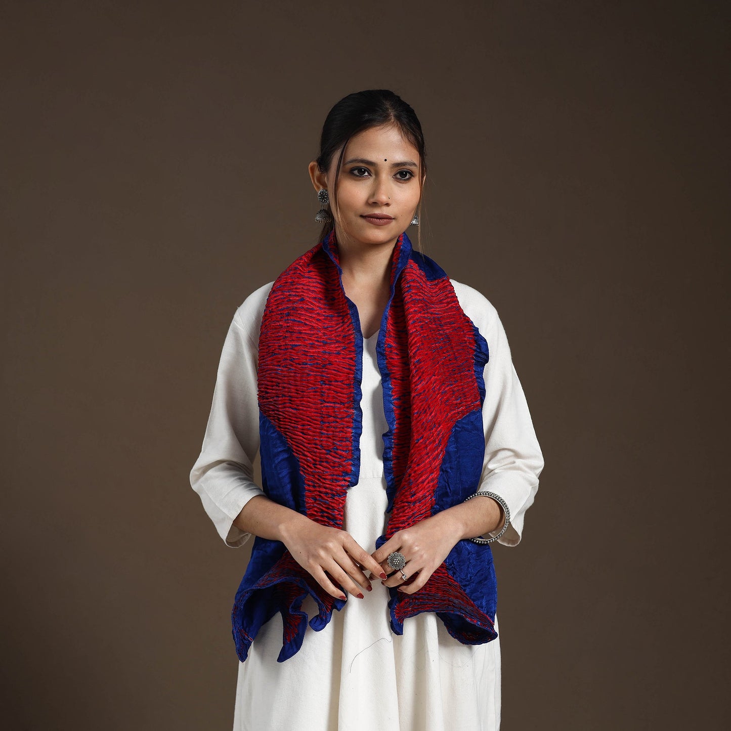 Multicolor Tie & Dye Gajji Silk Shibori Stole