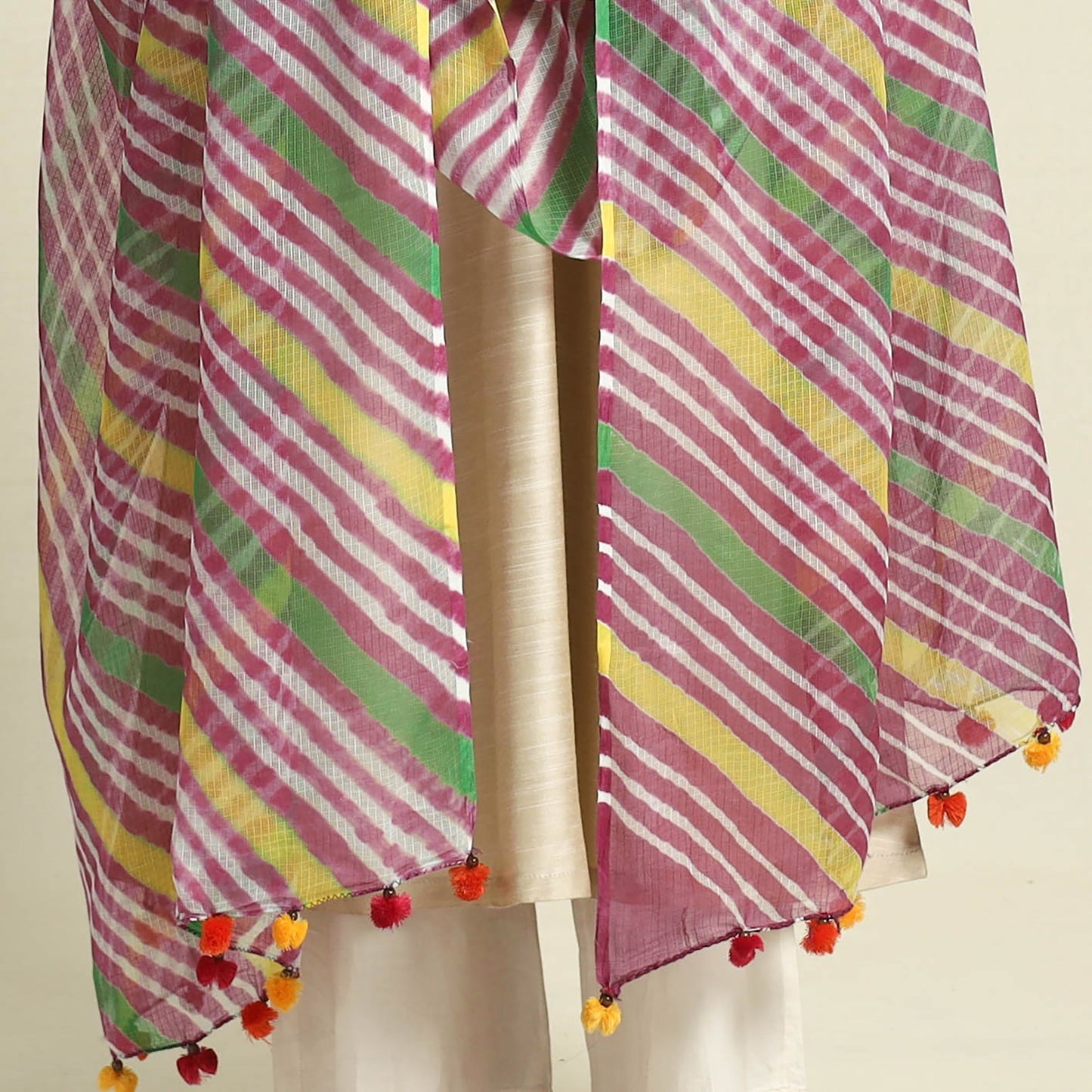 Tie & Dye Multicolor Kota Doria Cotton Leheriya Dupatta