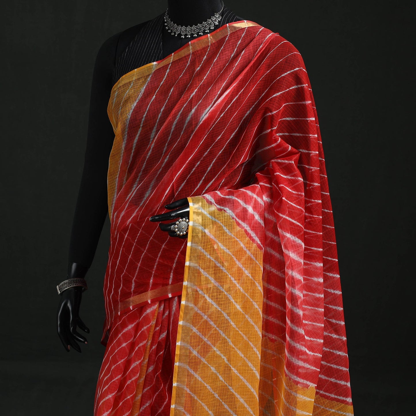 Tie-dye kota doria cotton leheriya saree 04 - handcrafted