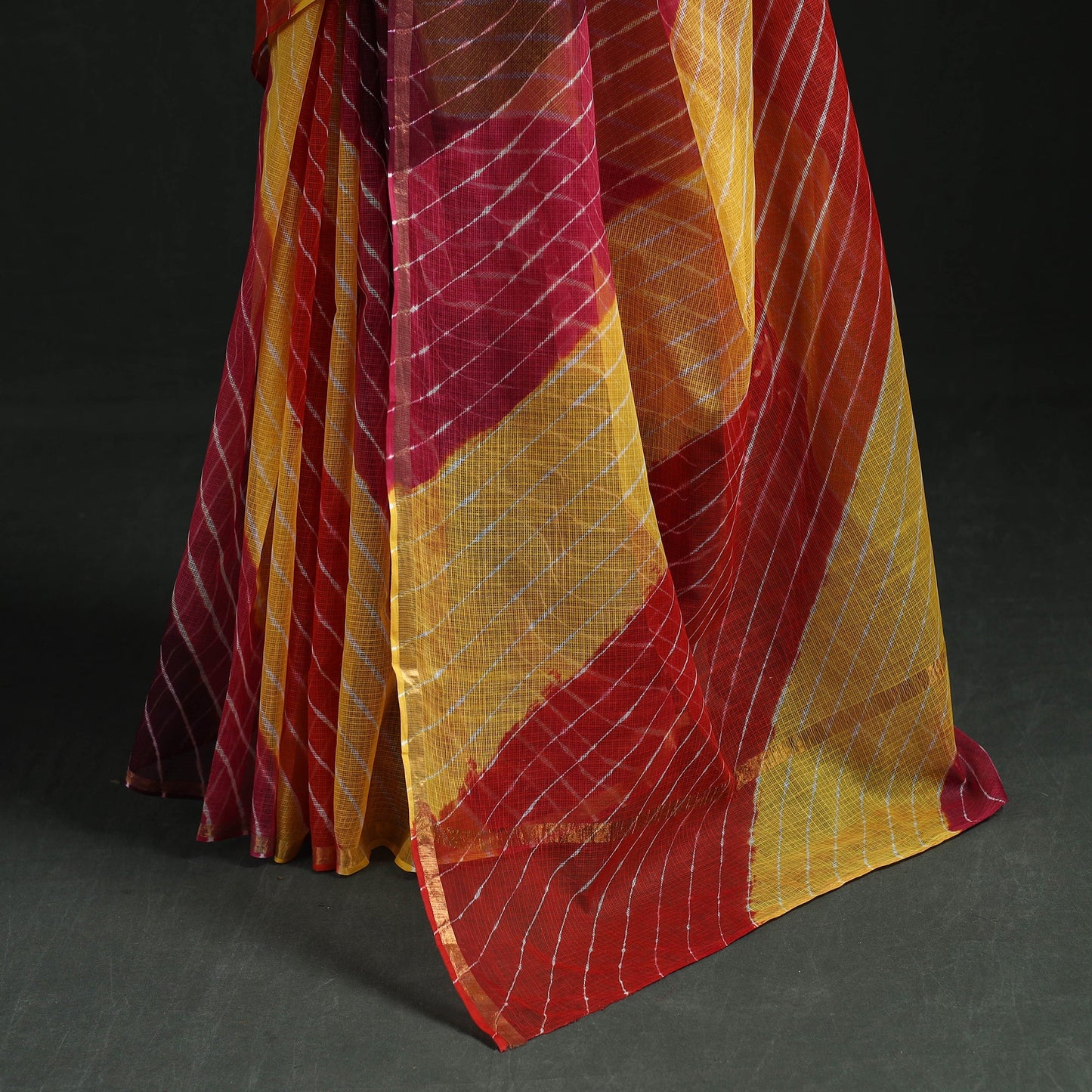 Tie-dye kota doria cotton leheriya saree 07 - handcrafted