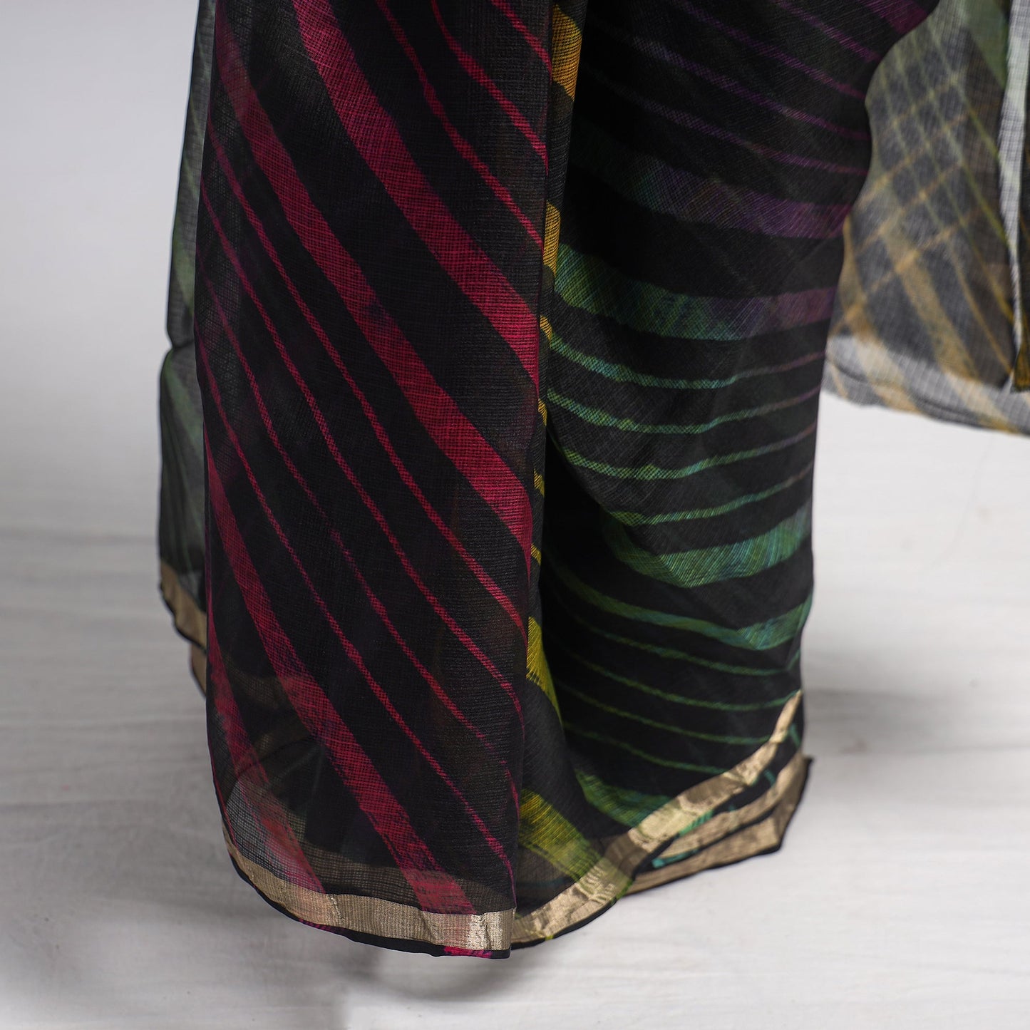 Leheriya Tie-Dye Kota Doria Silk Saree