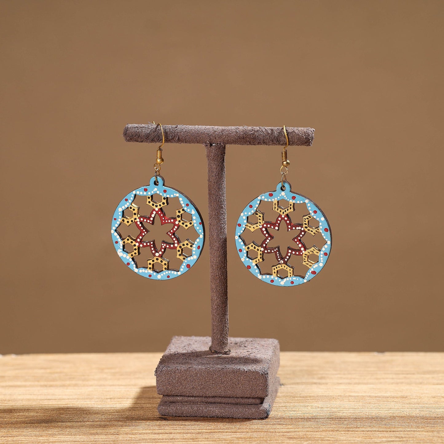 Tikuli Art Handpainted Wooden Earrings