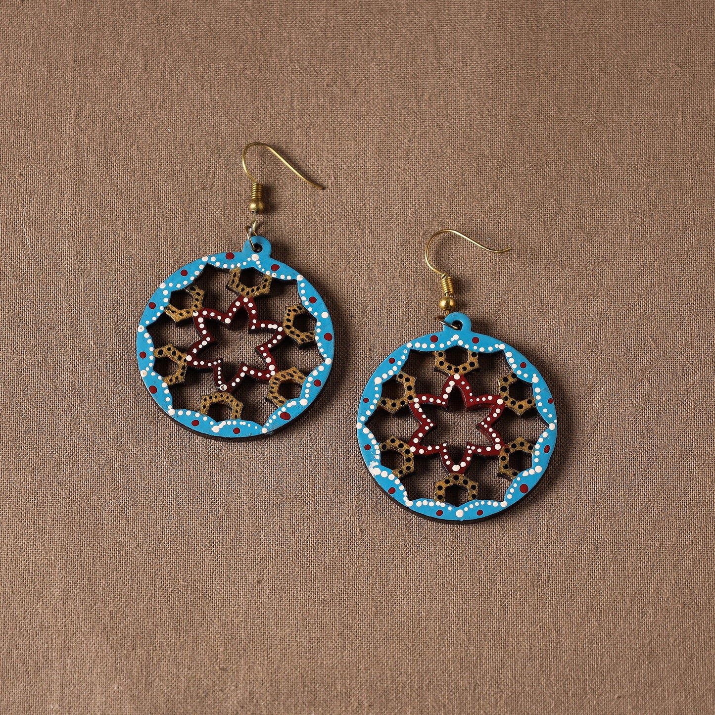 Tikuli Art Handpainted Wooden Earrings