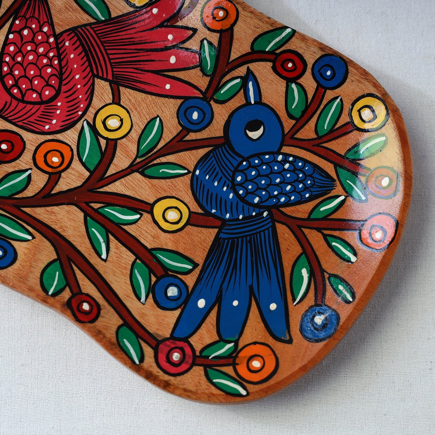 Traditional pattachitra hand painted akashmoni wooden tray