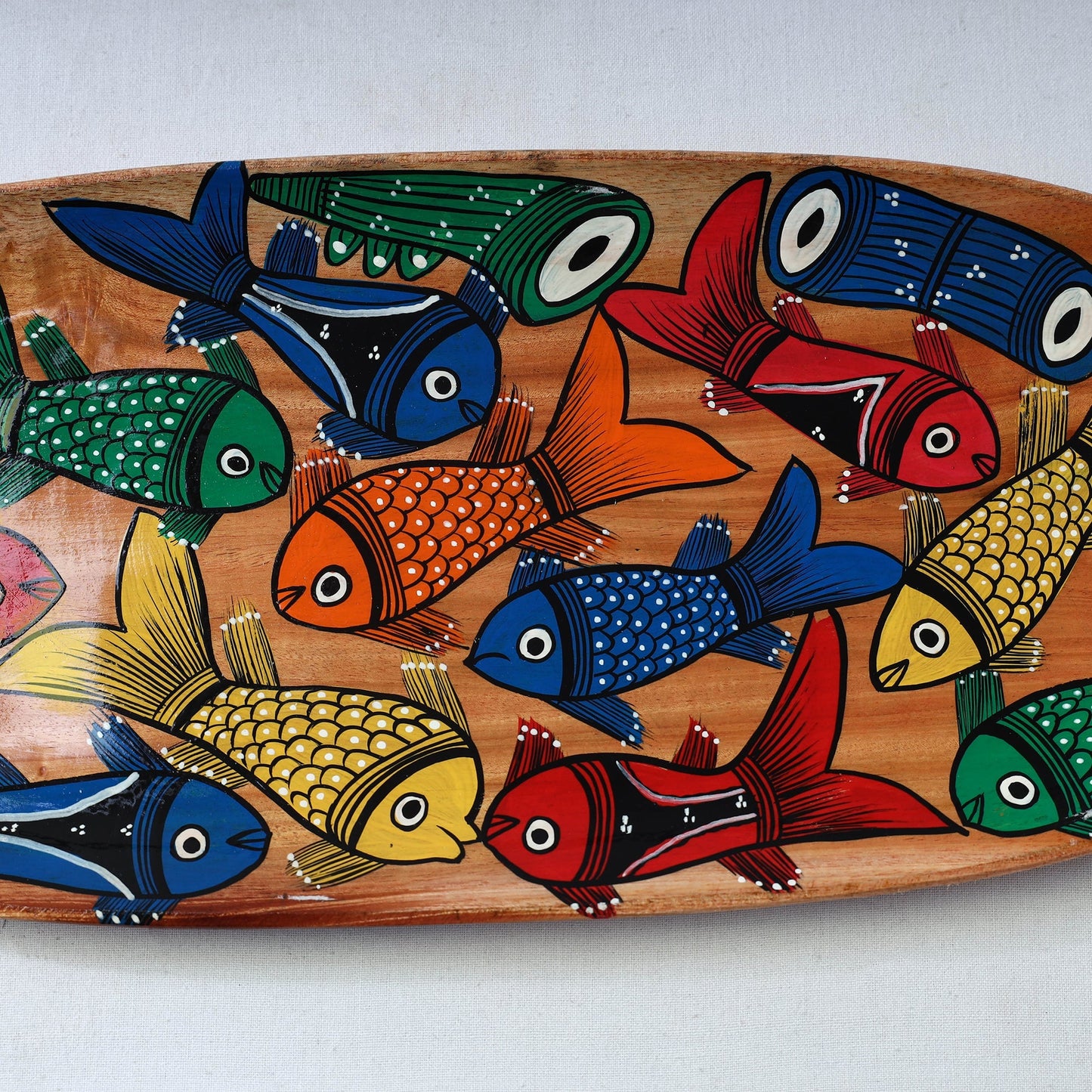 Traditional pattachitra hand painted akashmoni wooden tray