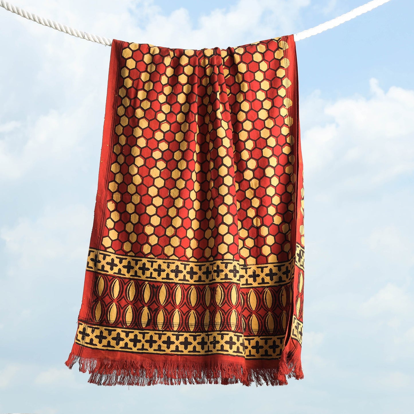 Traditional Pipad Block Printed Pure Handloom Cotton Towel