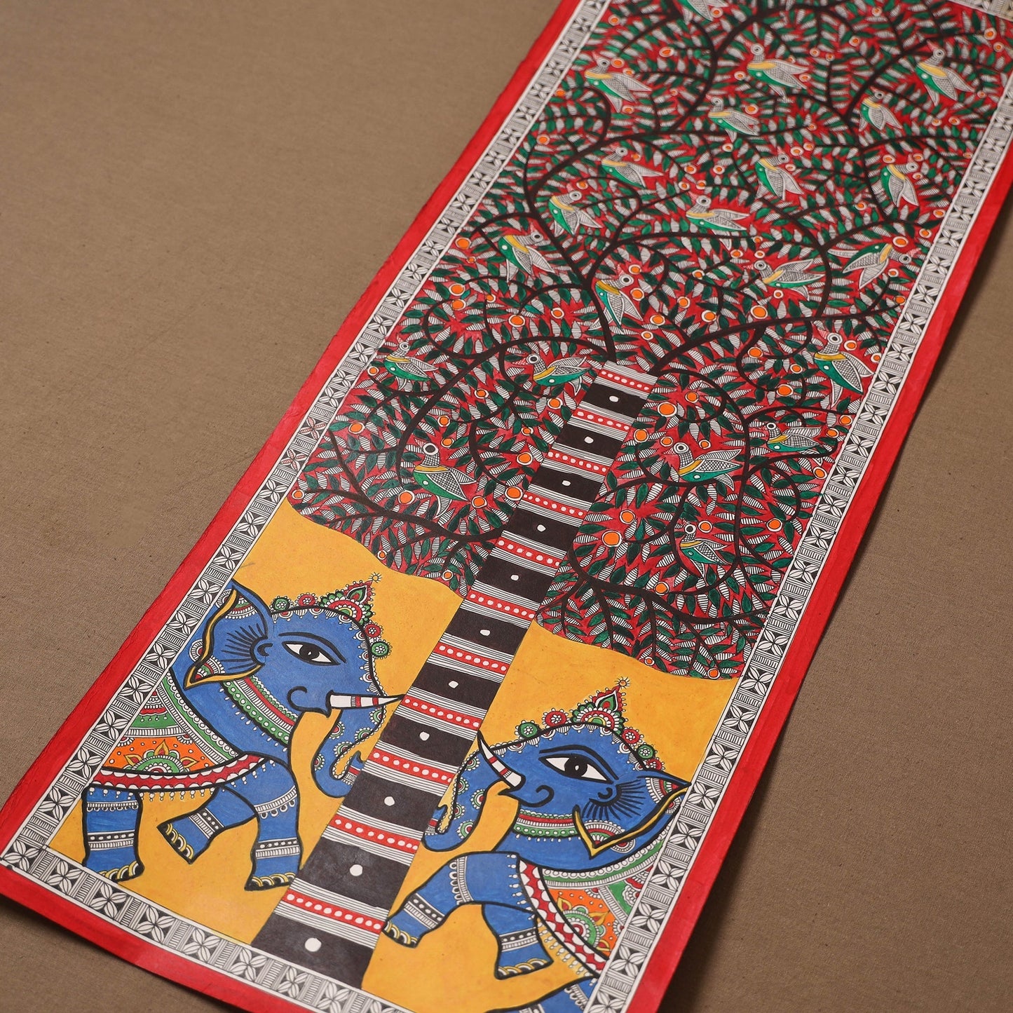 Handpainted madhubani painting by hira devi (30 x 11 in) 17