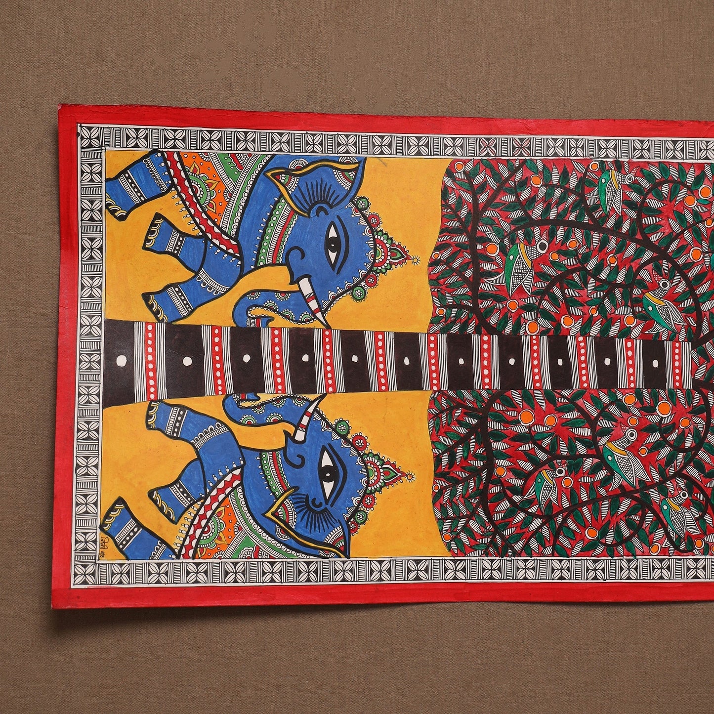 Handpainted madhubani painting by hira devi (30 x 11 in) 17