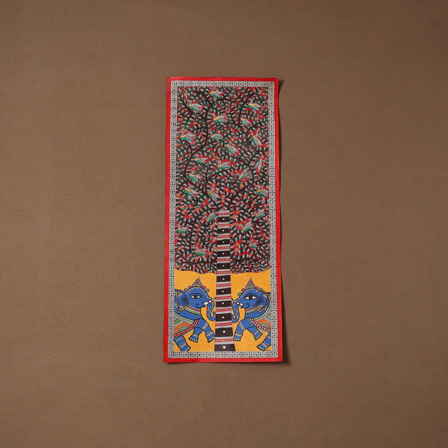 Handpainted madhubani painting by hira devi (30 x 11 in) 17