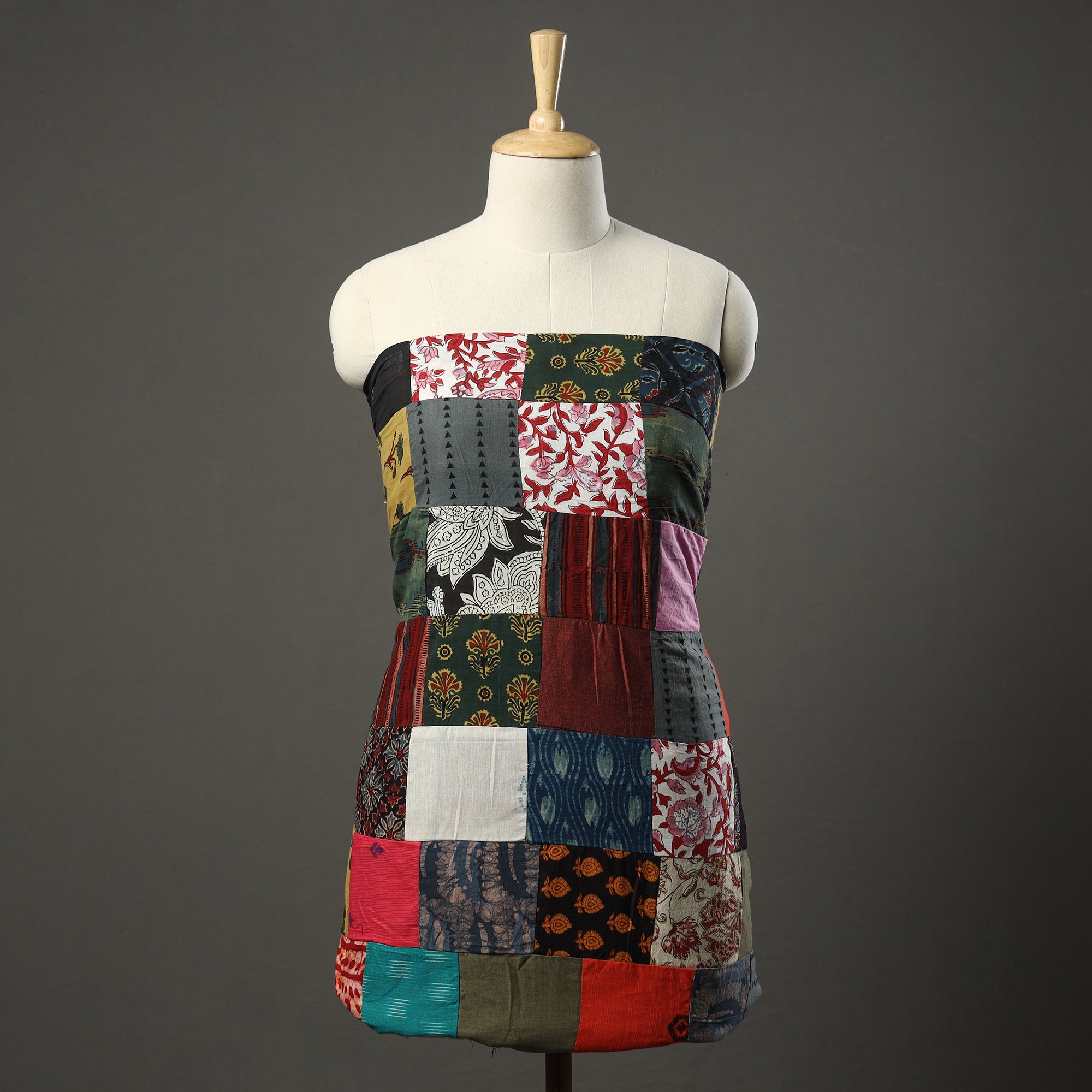 Multicolor - Handcrafted Patchwork Cotton Unstitched Kurta Material (2.6M) 42