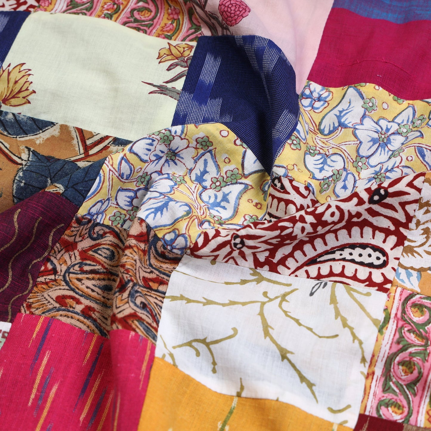 Multicolor - tukdi kaam patchwork cotton unstitched kurta