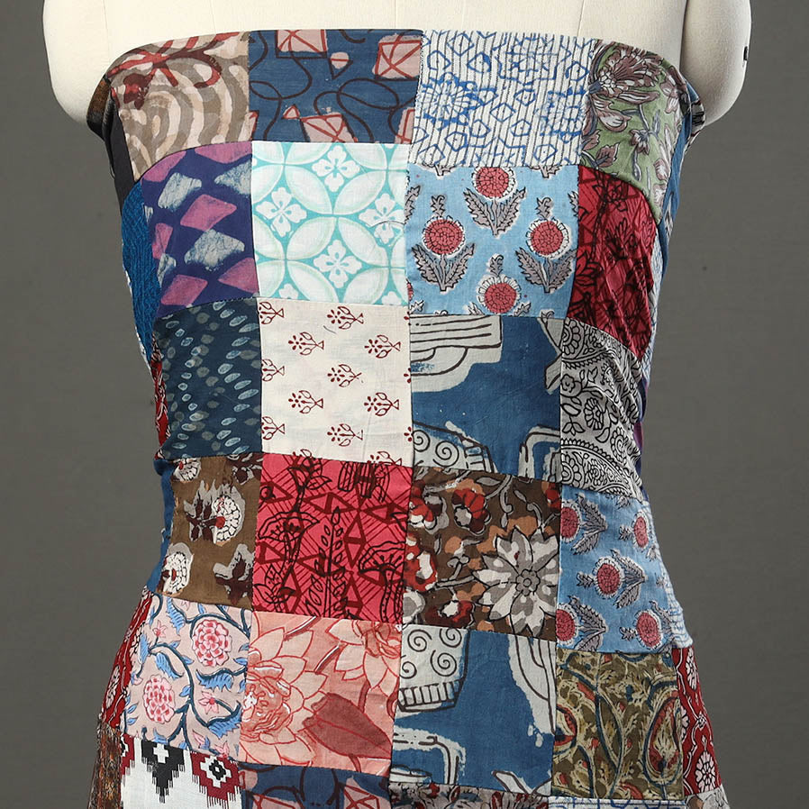 Multicolor - tukdi kaam patchwork cotton unstitched kurta