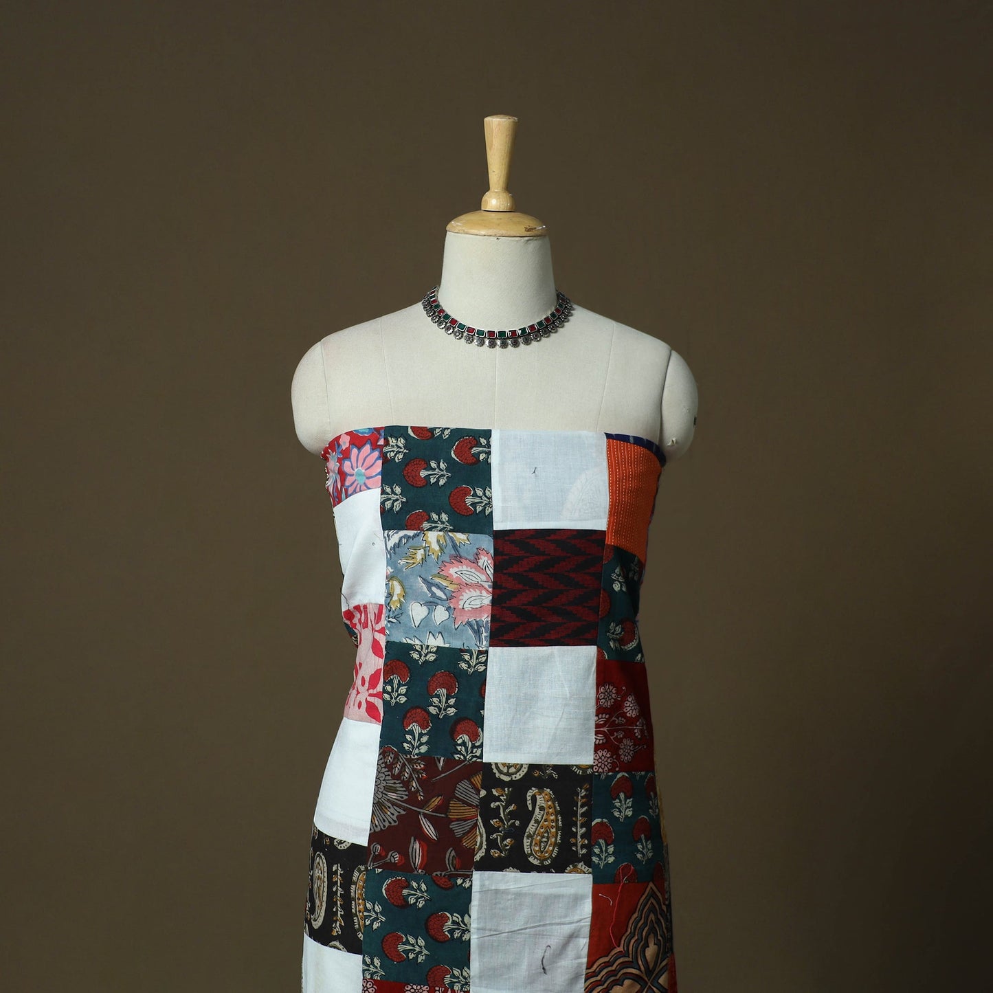 Multicolor - tukdi patchwork cotton unstitched kurta