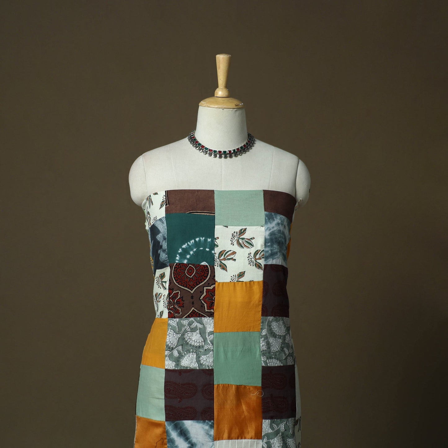 Multicolor - tukdi patchwork cotton unstitched kurta