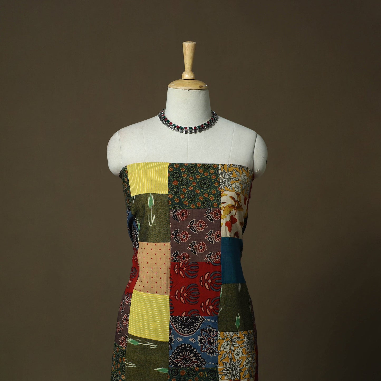 Multicolor - tukdi patchwork cotton unstitched kurta