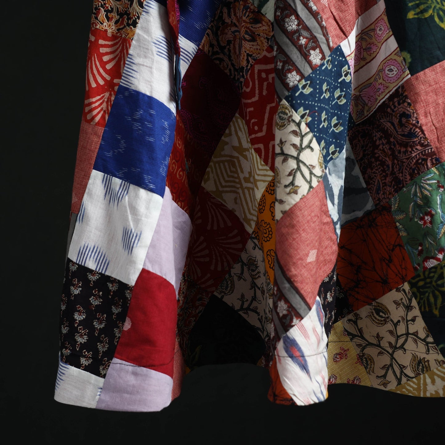 Tukdi patchwork cotton wrap around skirt 01 - handcrafted