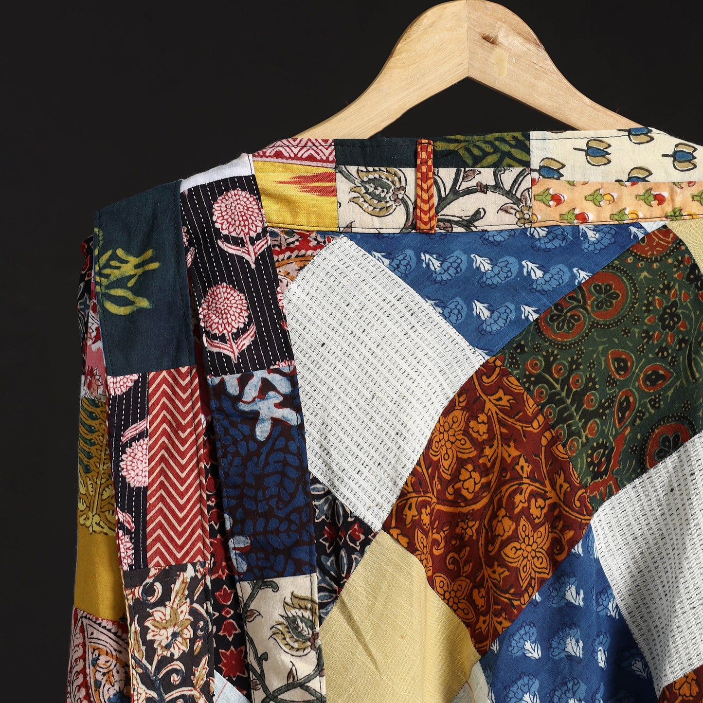 Tukdi patchwork cotton wrap around skirt 02 - handcrafted