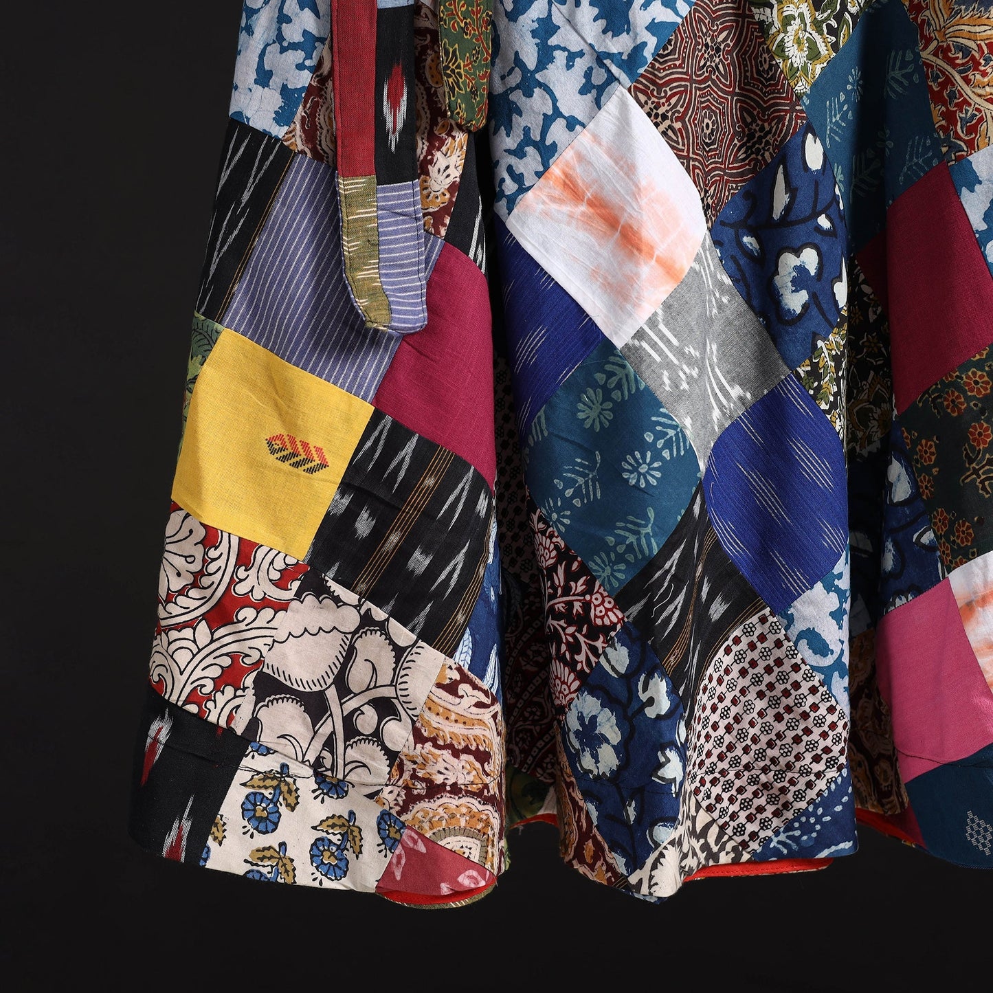 Tukdi patchwork cotton wrap around skirt 03 - handcrafted