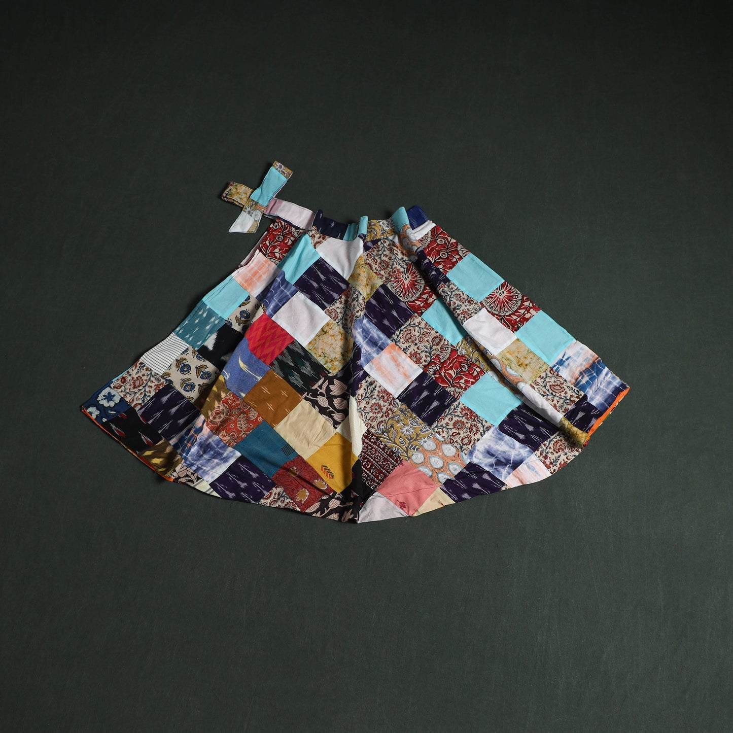 Tukdi patchwork cotton wrap around skirt 03 - handcrafted