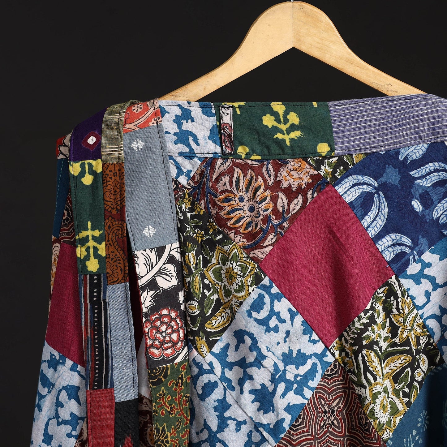 Tukdi patchwork cotton wrap around skirt 03 - handcrafted