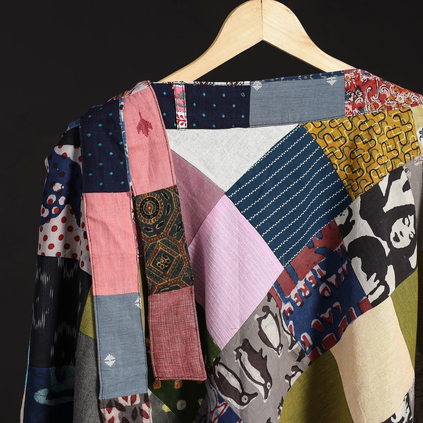 Tukdi patchwork cotton wrap around skirt 04 - handcrafted