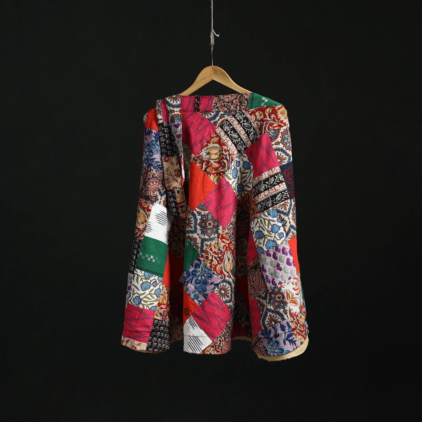 Tukdi patchwork cotton wrap around skirt 06 - handcrafted