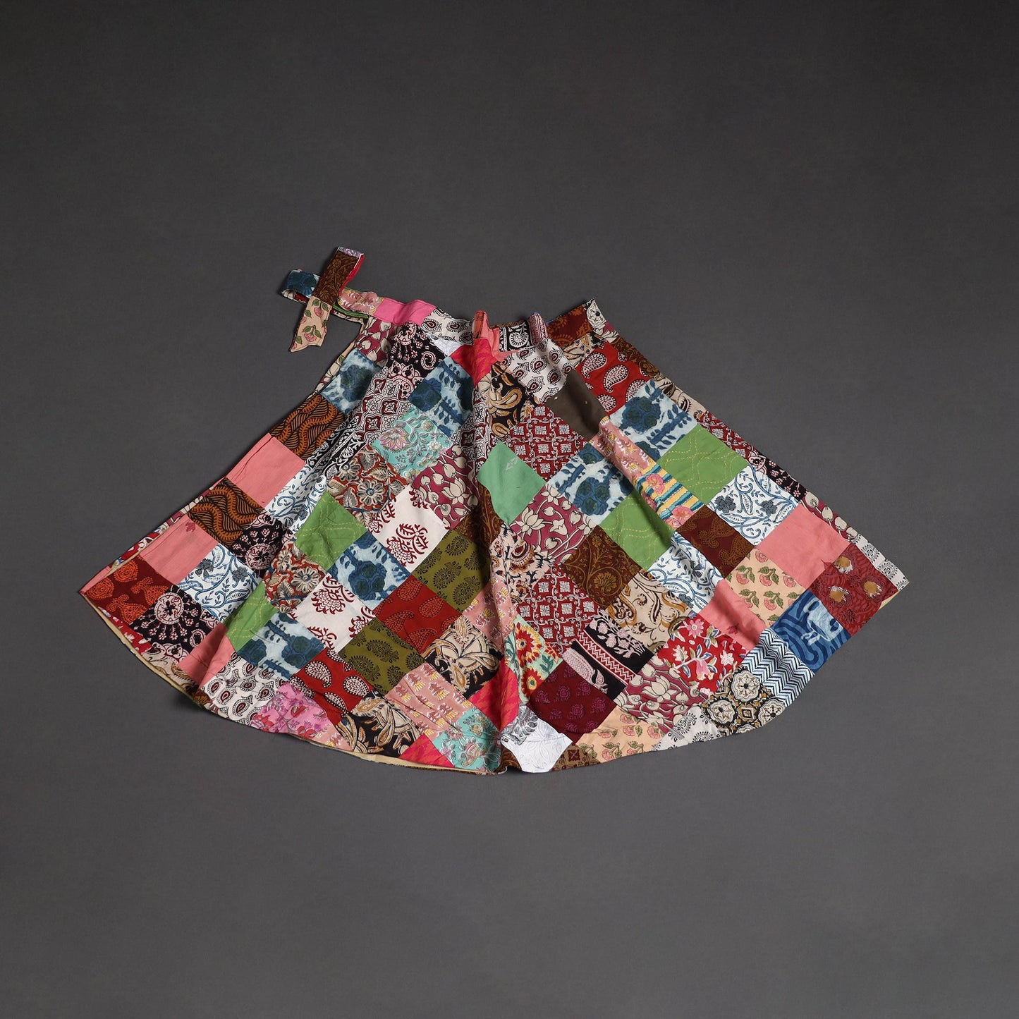Tukdi patchwork cotton wrap around skirt 06 - handcrafted