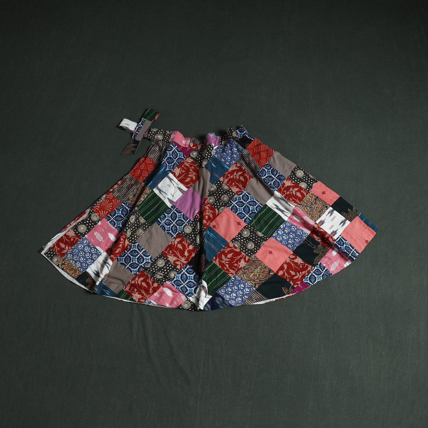 Tukdi patchwork cotton wrap around skirt 07 - handcrafted