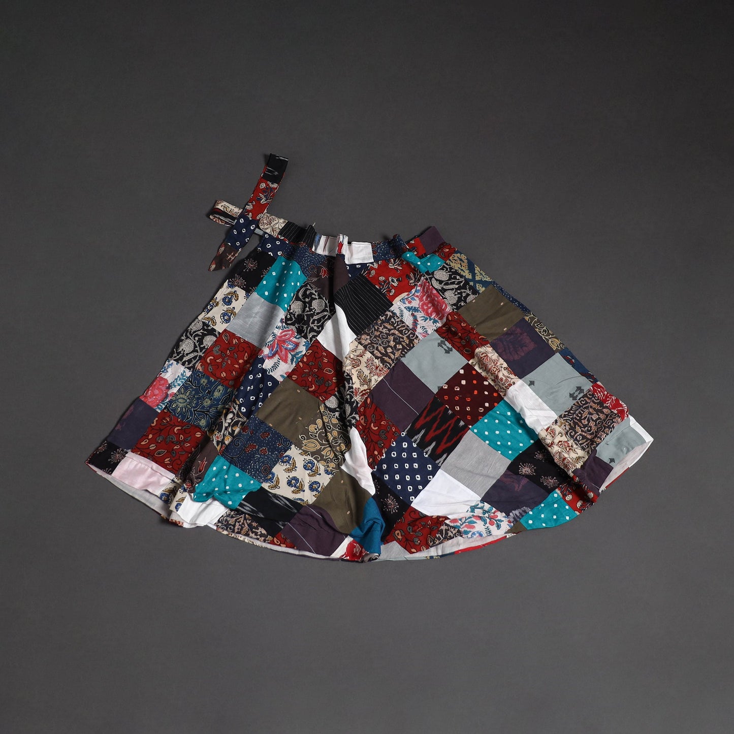Tukdi patchwork cotton wrap around skirt 08 - handcrafted
