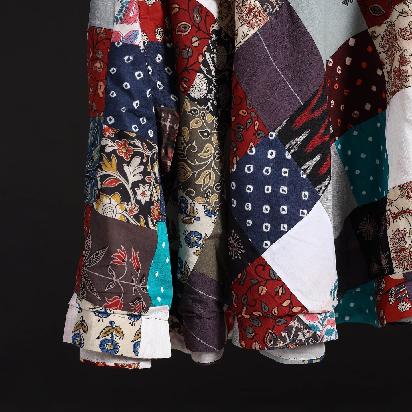 Tukdi patchwork cotton wrap around skirt 08 - handcrafted