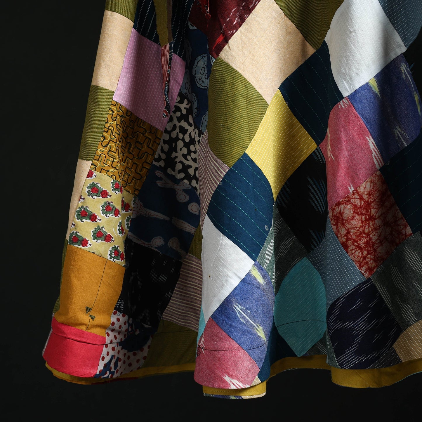 Tukdi patchwork cotton wrap around skirt 09 - handcrafted