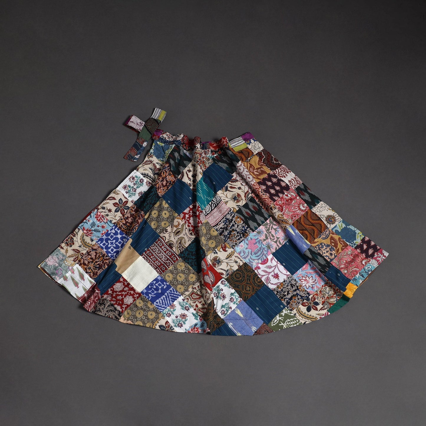 Tukdi patchwork cotton wrap around skirt 10 - handcrafted