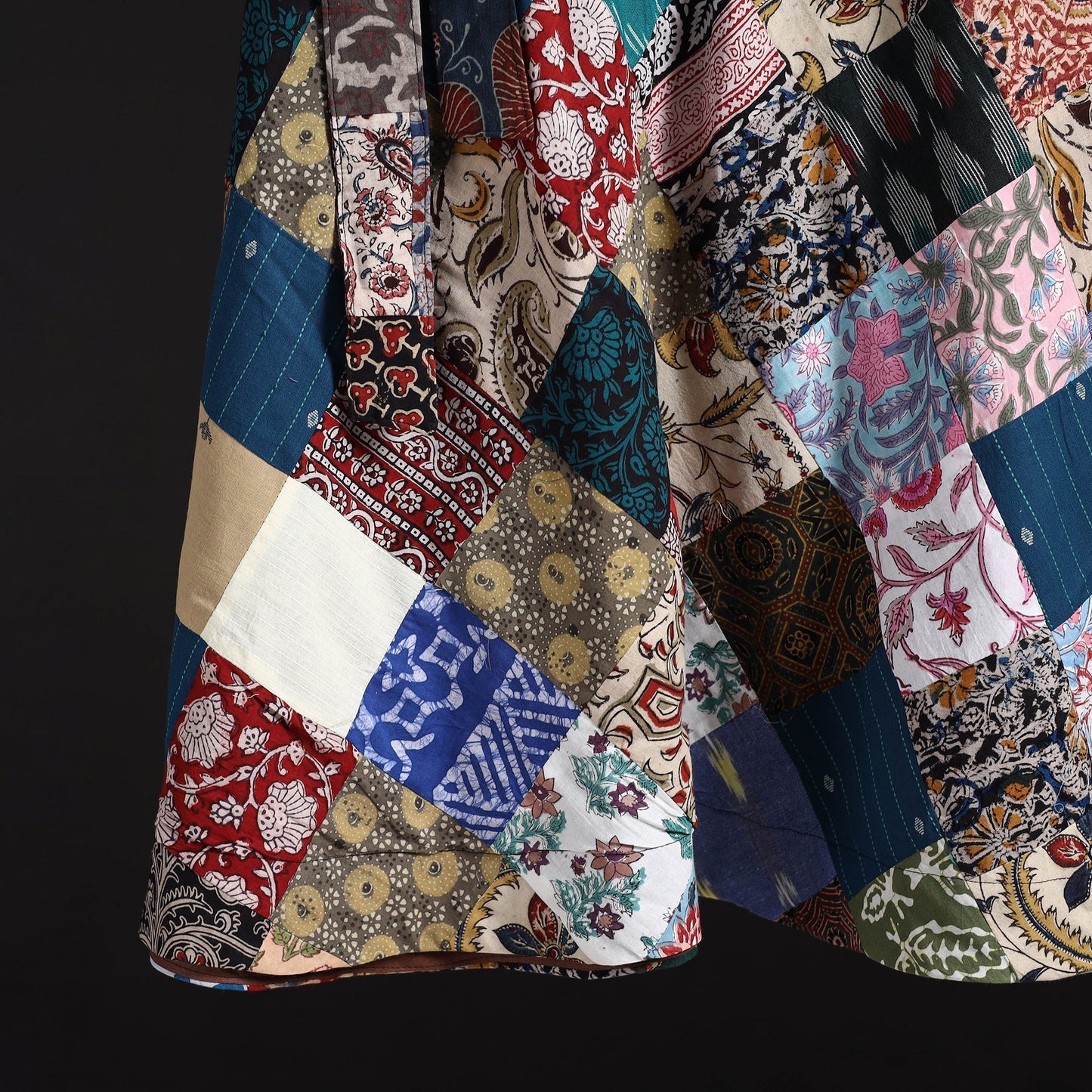 Tukdi patchwork cotton wrap around skirt 10 - handcrafted