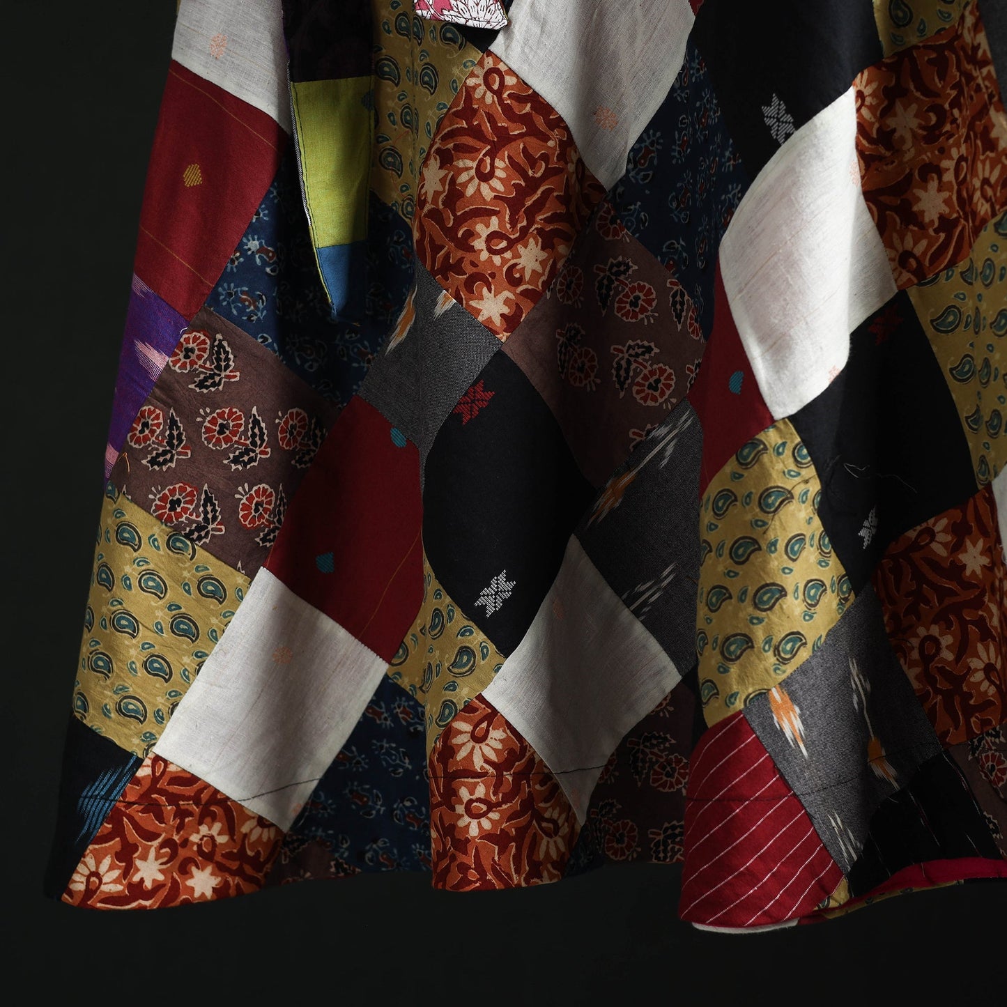 Tukdi patchwork cotton wrap around skirt 11 - handcrafted