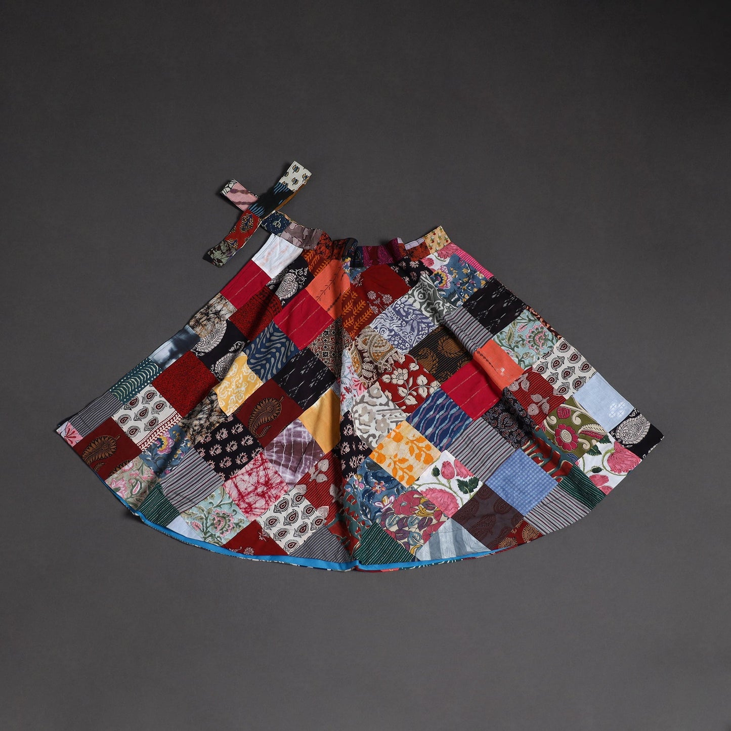 Tukdi patchwork cotton wrap around skirt 11 - handcrafted