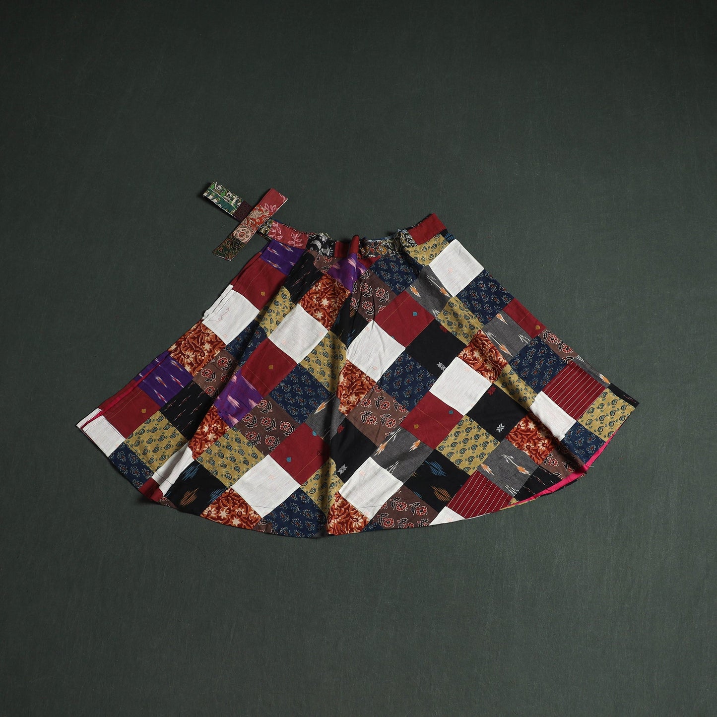 Tukdi patchwork cotton wrap around skirt 11 - handcrafted