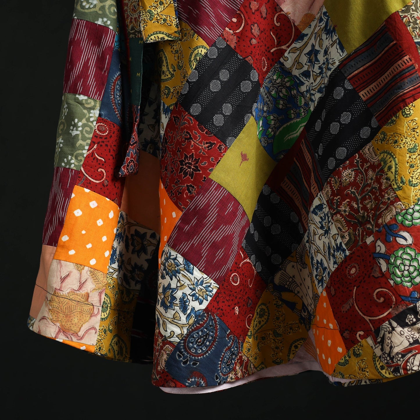 Tukdi patchwork cotton wrap around skirt 12 - handcrafted