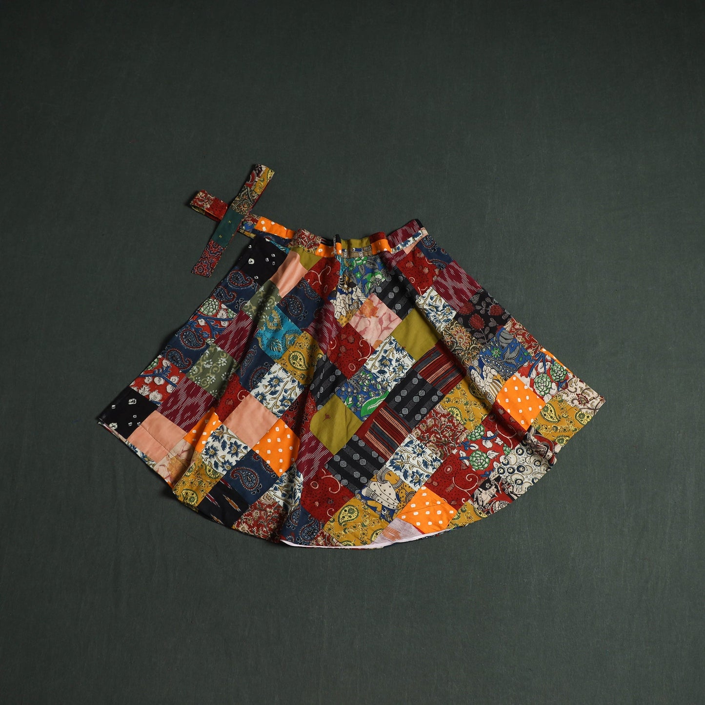Tukdi patchwork cotton wrap around skirt 12 - handcrafted