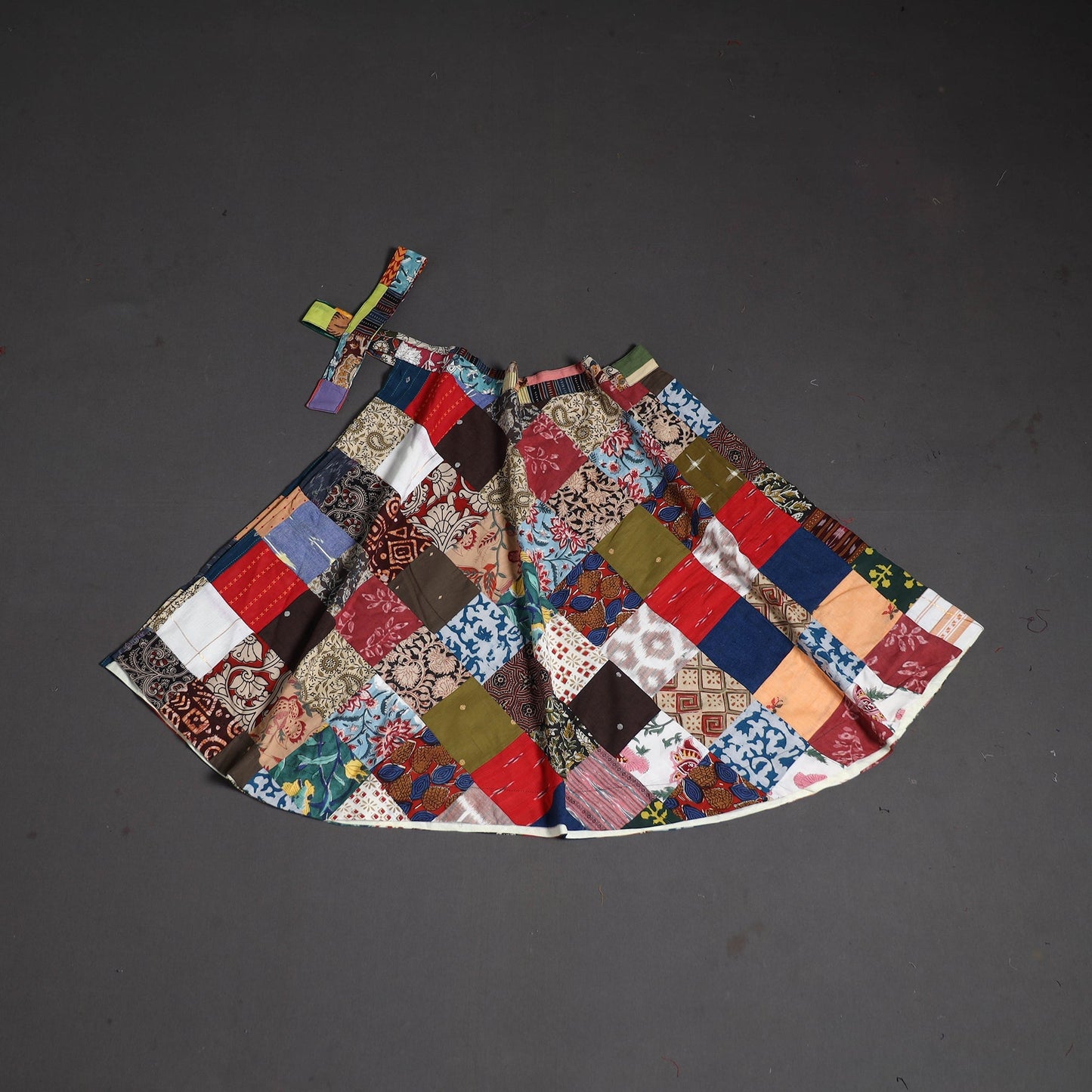 Tukdi patchwork cotton wrap around skirt 14 - handcrafted