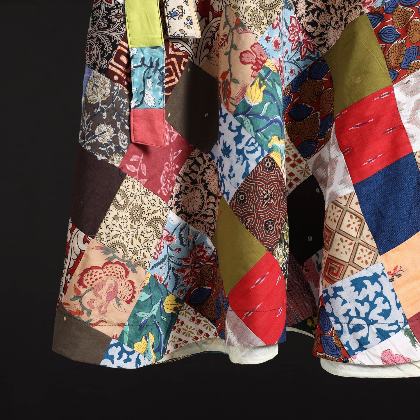 Tukdi patchwork cotton wrap around skirt 14 - handcrafted